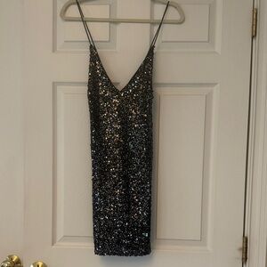 Lulu's Black Sequin Mini Dress